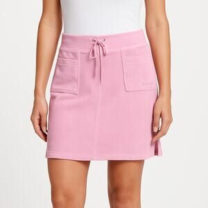 Y2K Bebe Pink Terry Cloth Skirt Women’s Size L Pockets Mini Lounge Casual Retro